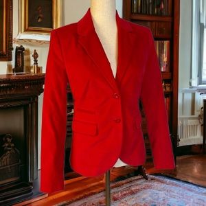 Vintage Red Velvet Single Breasted Blazer Double Button Front Lined Size 4  NWOT